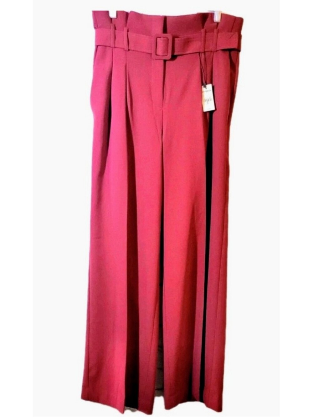 Express High Rise Wide Leg Trousers Pants Size 8R Paperbag Waist Burgundy NWT
